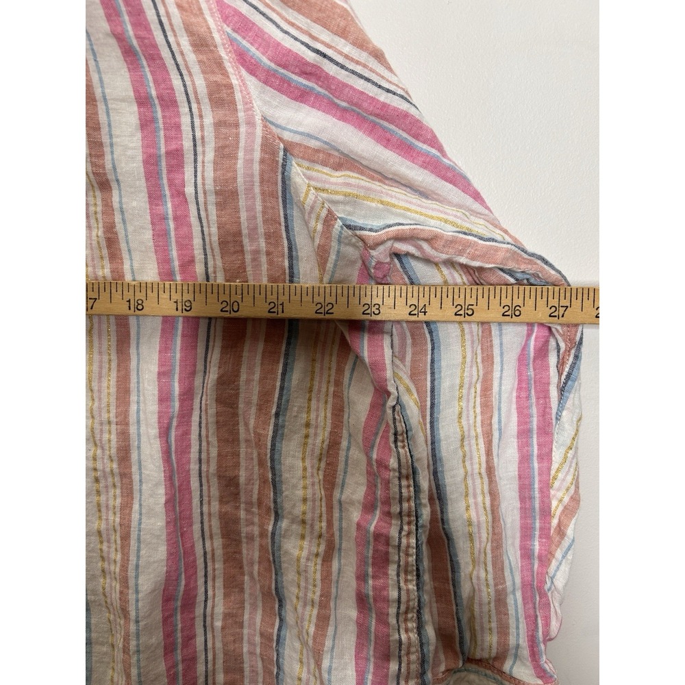 Lands End Womens Linen Top Size 2X 20W-22W Womens Button Front Roll Tab Sleeve - Picture 8 of 9